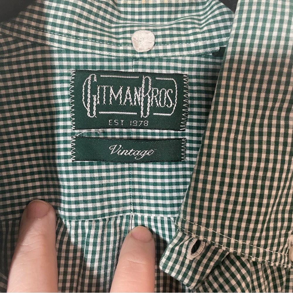Gitman Bros Green Checkered Shirt Gingham Mens Medium